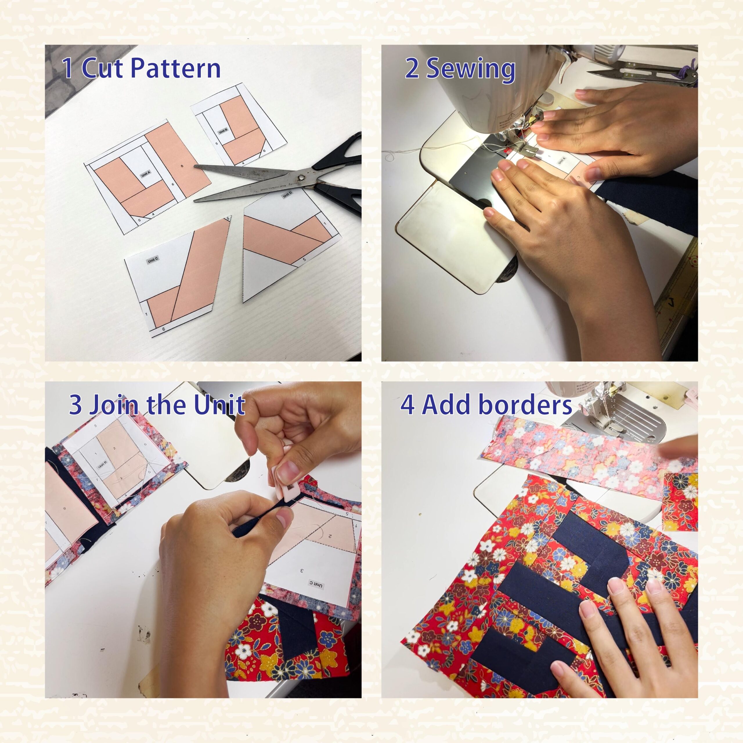 FREE Kanji Moon Quilt Block - Beginner Japanese FPP Template - Tsuki (Moon) - 6x6 Foundation Paper Piecing - Image 8