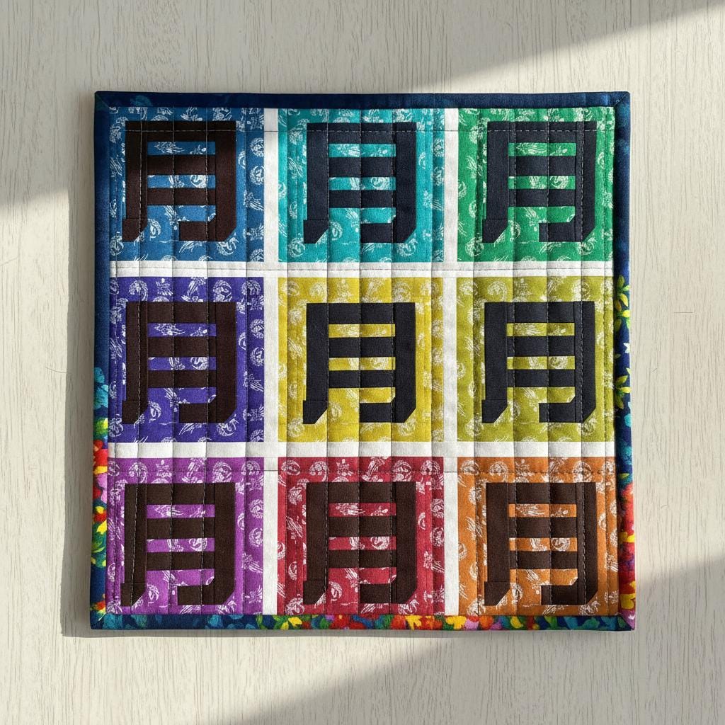 FREE Kanji Moon Quilt Block - Beginner Japanese FPP Template - Tsuki (Moon) - 6x6 Foundation Paper Piecing - Image 2